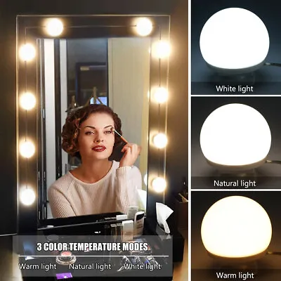 10 LED Hollywood Makeup Mirror Light 3 Color Dimmable LED Bulb USB Charge> • £12.47